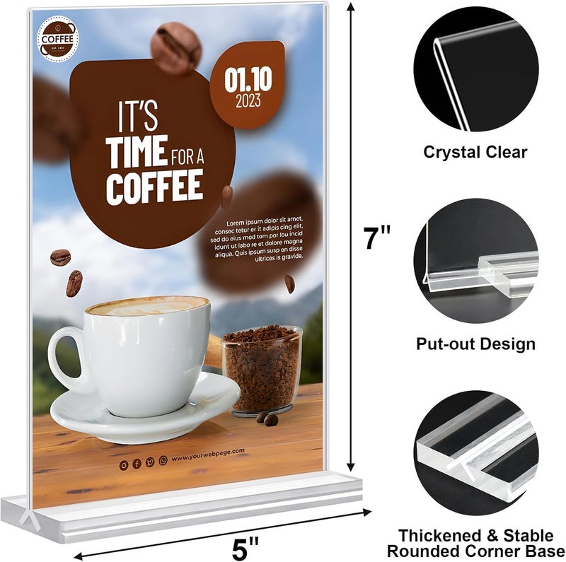 dulvus Acrylic Sign Holder 5x7 T Shape Plastic Signs Stand Flyer Holder Display Signs Holders Stand Bulk 4 Packs - Image 2